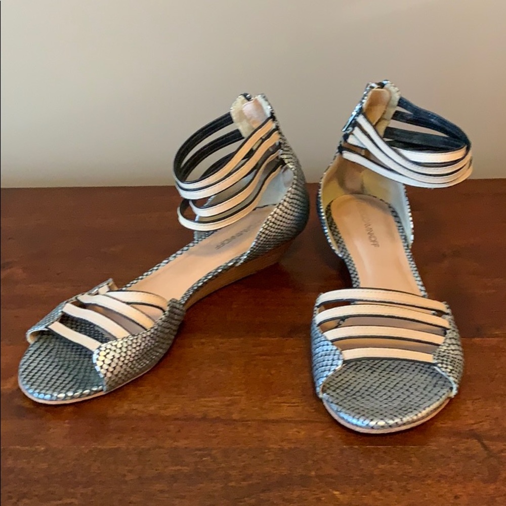 Rebecca Minkoff Caroline Nude/Snake Wedge Sandal
